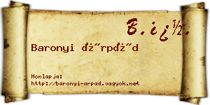 Baronyi Árpád névjegykártya